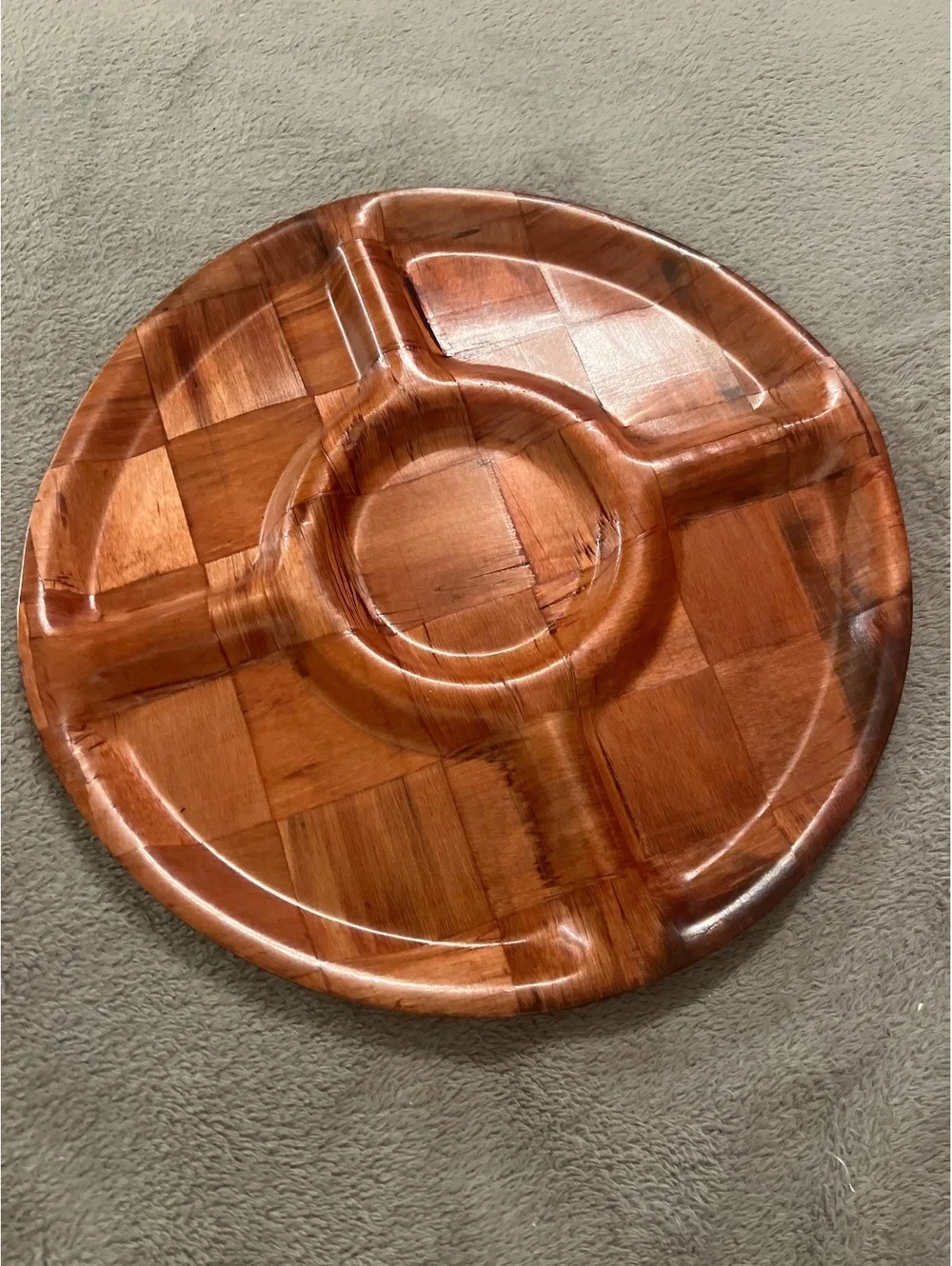 Set of 2 Vintage Wooden Serving Trays with Divided Sections